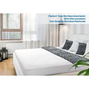 Premium Bamboo Mattress Protector – Queen Size Ultra Soft Breathable White